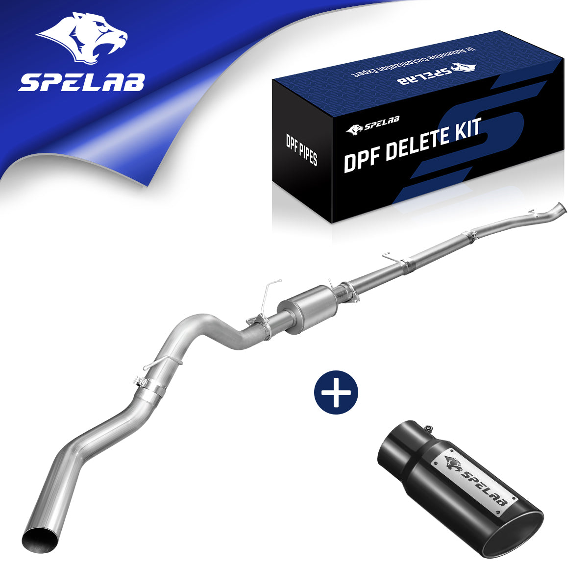 4" Turbo-Back 2007.5-2009 6.7 Cummins DPF Delete Race Pipe w/Muffler | SPELAB-1