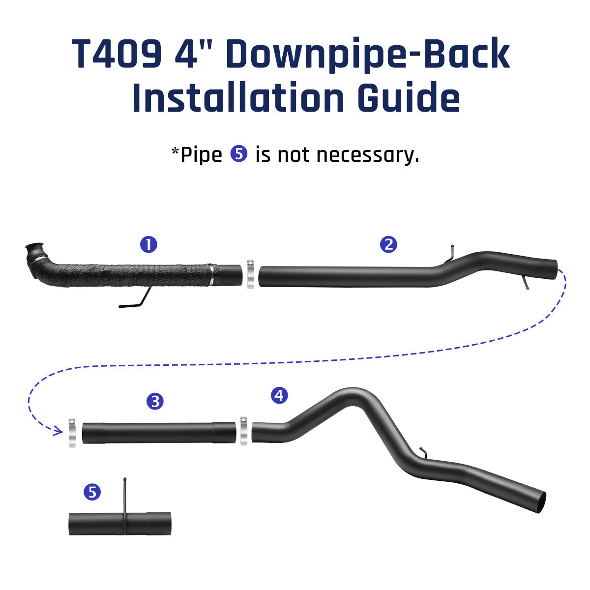 Black 4.0" Downpipe-Back Exhaust for 2007.5-2010 LMM 6.6L Duramax | SPELAB