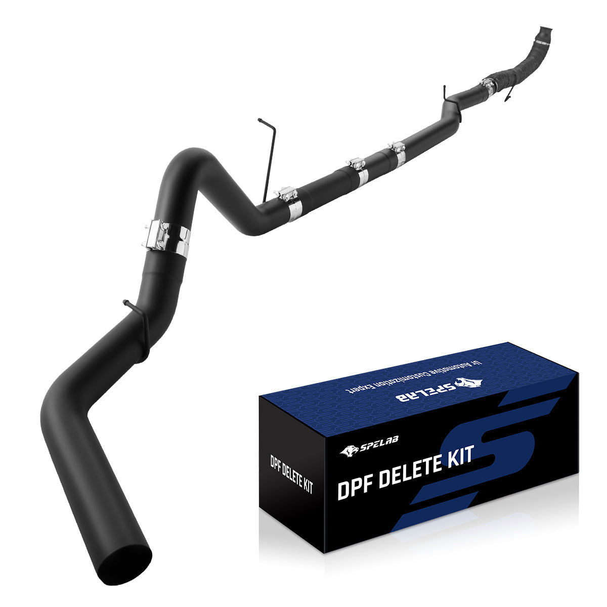 Black 4.0" Downpipe-Back Exhaust for 2011-2015 LML 6.6 Duramax DPF Delete Kit | SPELAB
