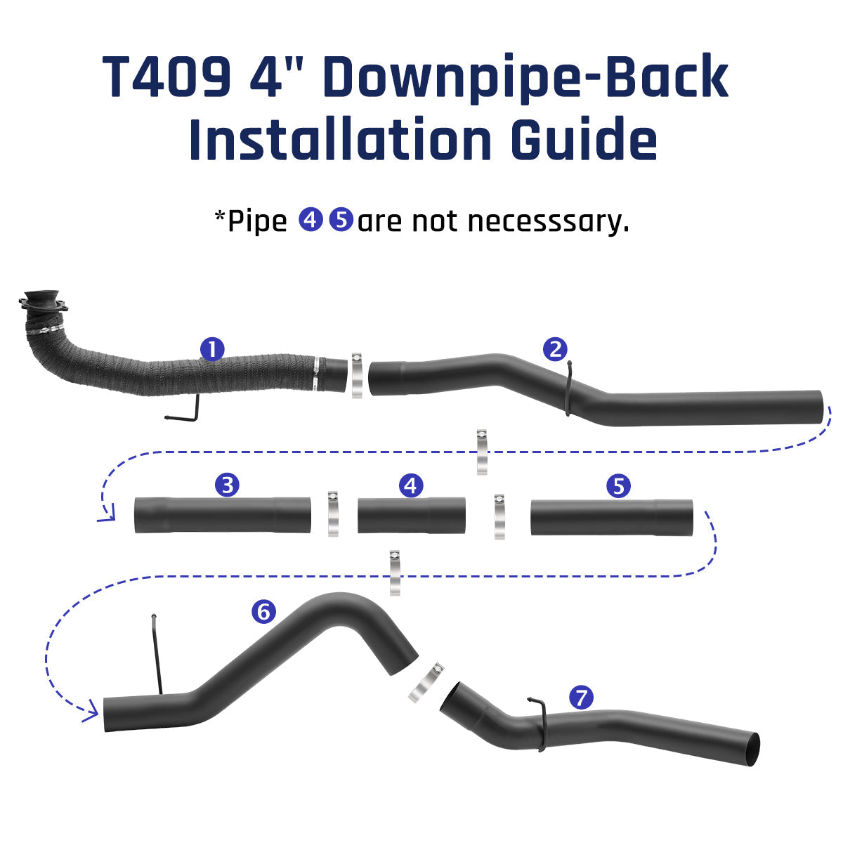 Black 4.0" Downpipe-Back Exhaust for 2020-2025 L5P 6.6 Duramax DPF Delete Kit | SPELAB