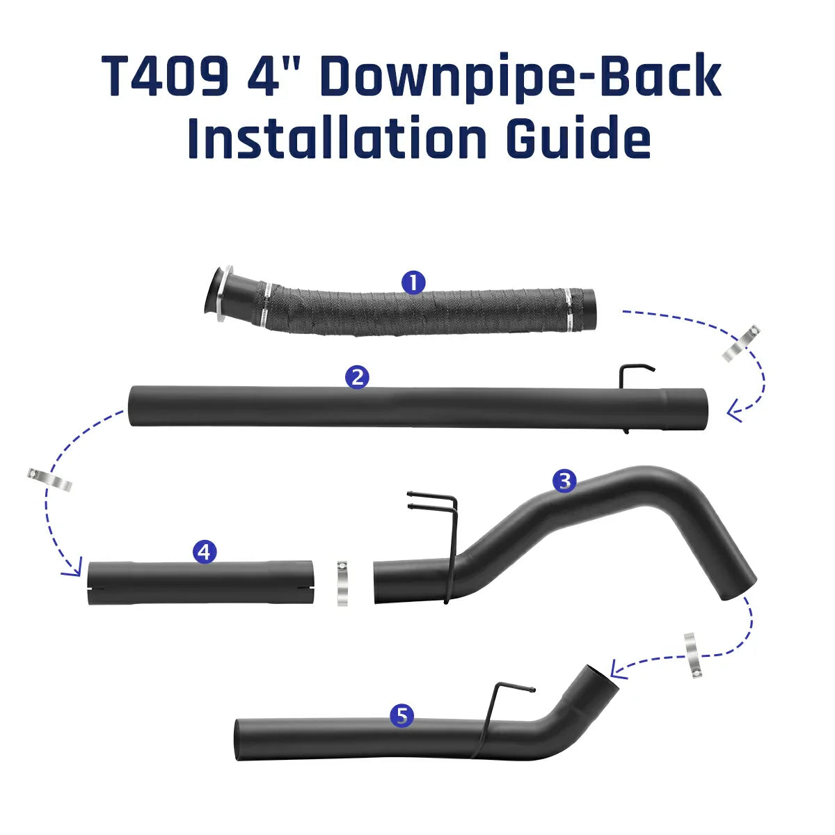 Black 4.0" Downpipe-Back Exhaust for 2011-2024 Ford 6.7 Powerstroke F250 F350 F450