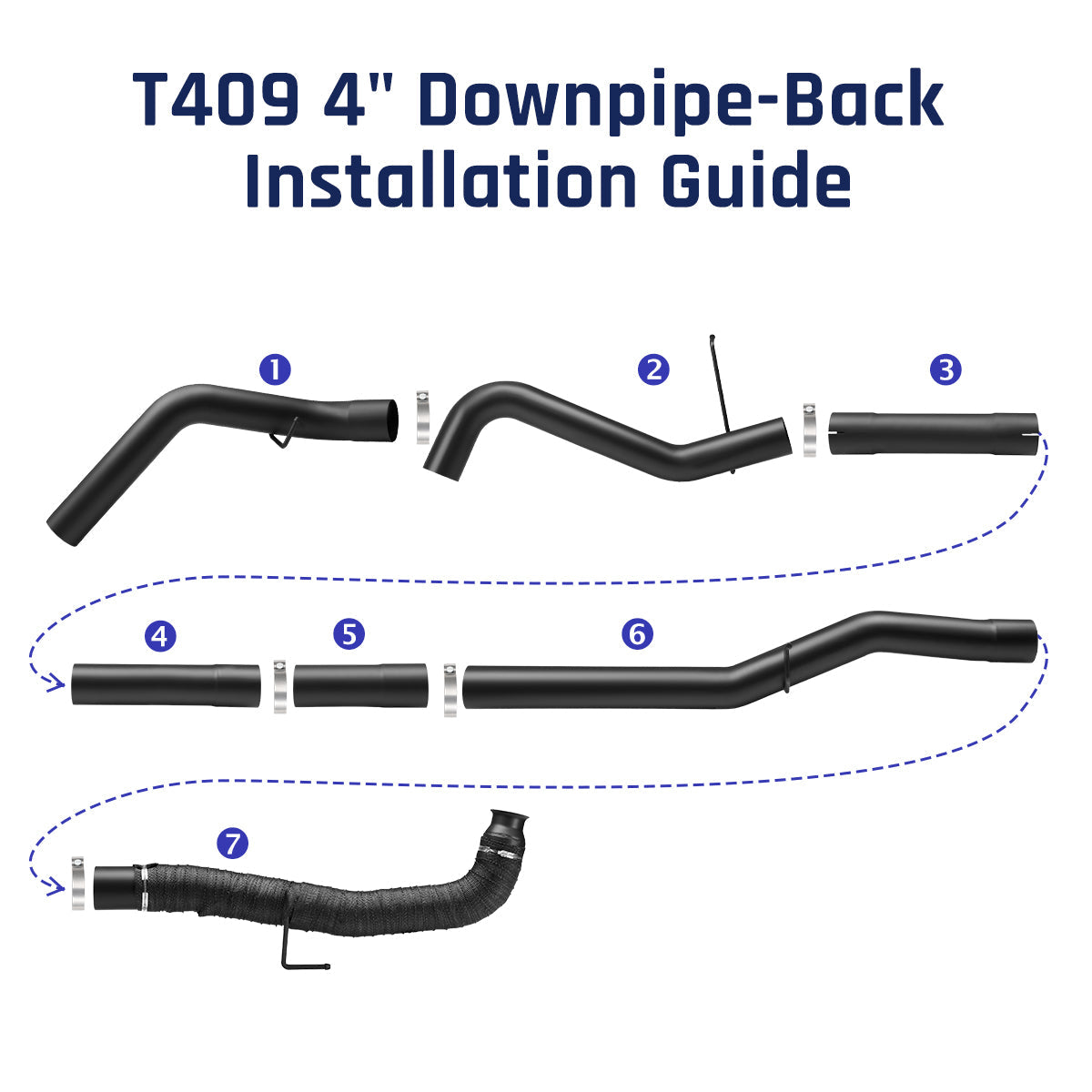 Black 4.0" Downpipe-Back Exhaust for 2011-2015 LML 6.6 Duramax DPF Delete Kit | SPELAB