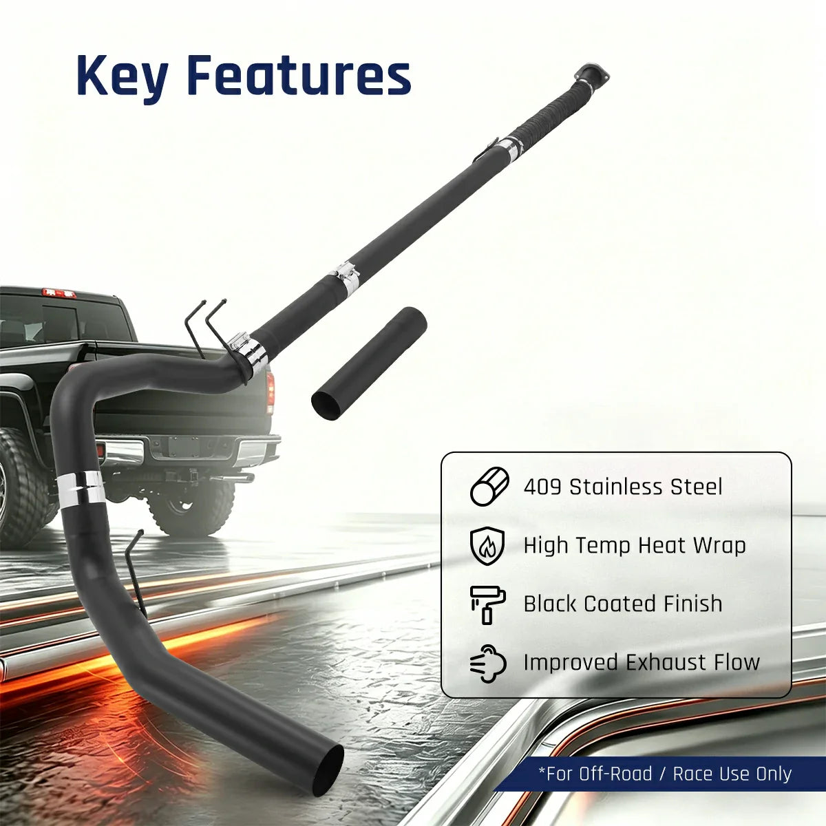 Black 4.0" Downpipe-Back Exhaust for 2011-2024 Ford 6.7 Powerstroke F250 F350 F450