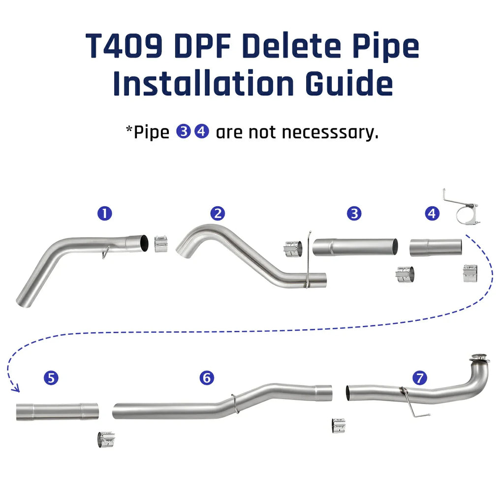 4‘’ Downpipe-Back DPF Delete Kit for 2015.5-2016 Chevy GMC LML 6.6 Duramax