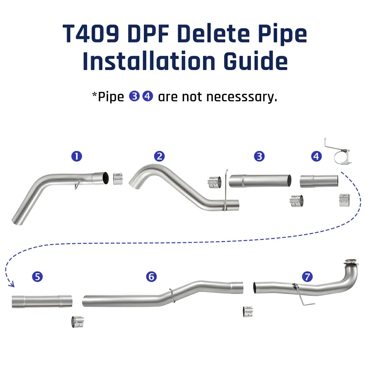 4‘’ Downpipe-Back DPF Delete Kit for 2015.5-2016 Chevy GMC LML 6.6 Duramax