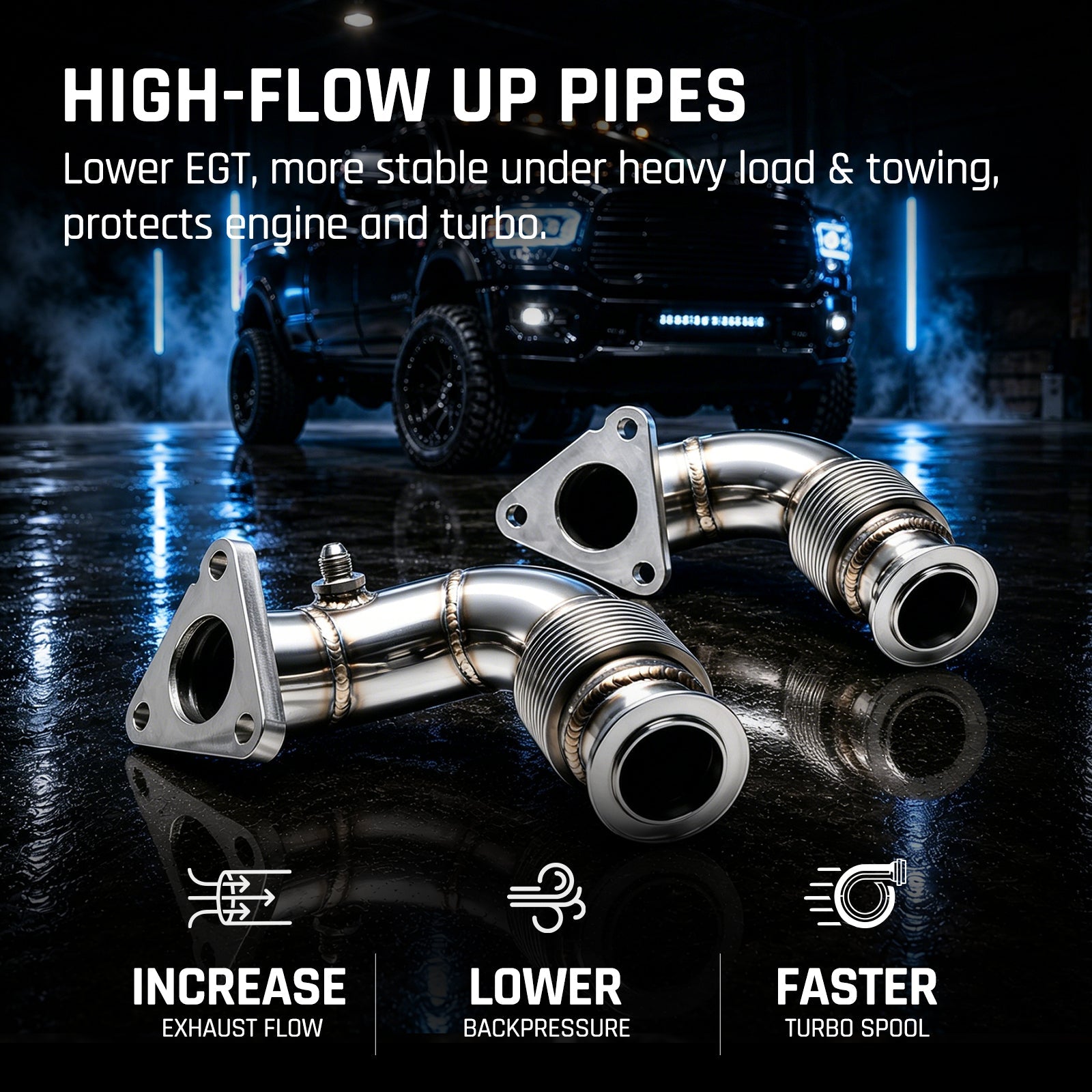 Exhaust Up-Pipe High-Flow for 2011-2014 Ford 6.7 Powerstroke F250 F350 F450 F550