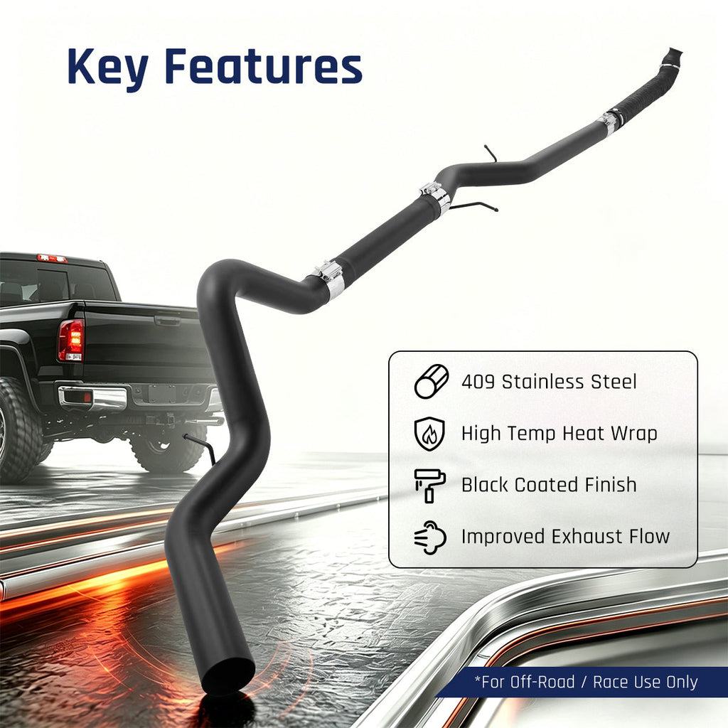 Black 4.0" Downpipe-Back Exhaust for 2007.5-2010 LMM 6.6L Duramax | SPELAB