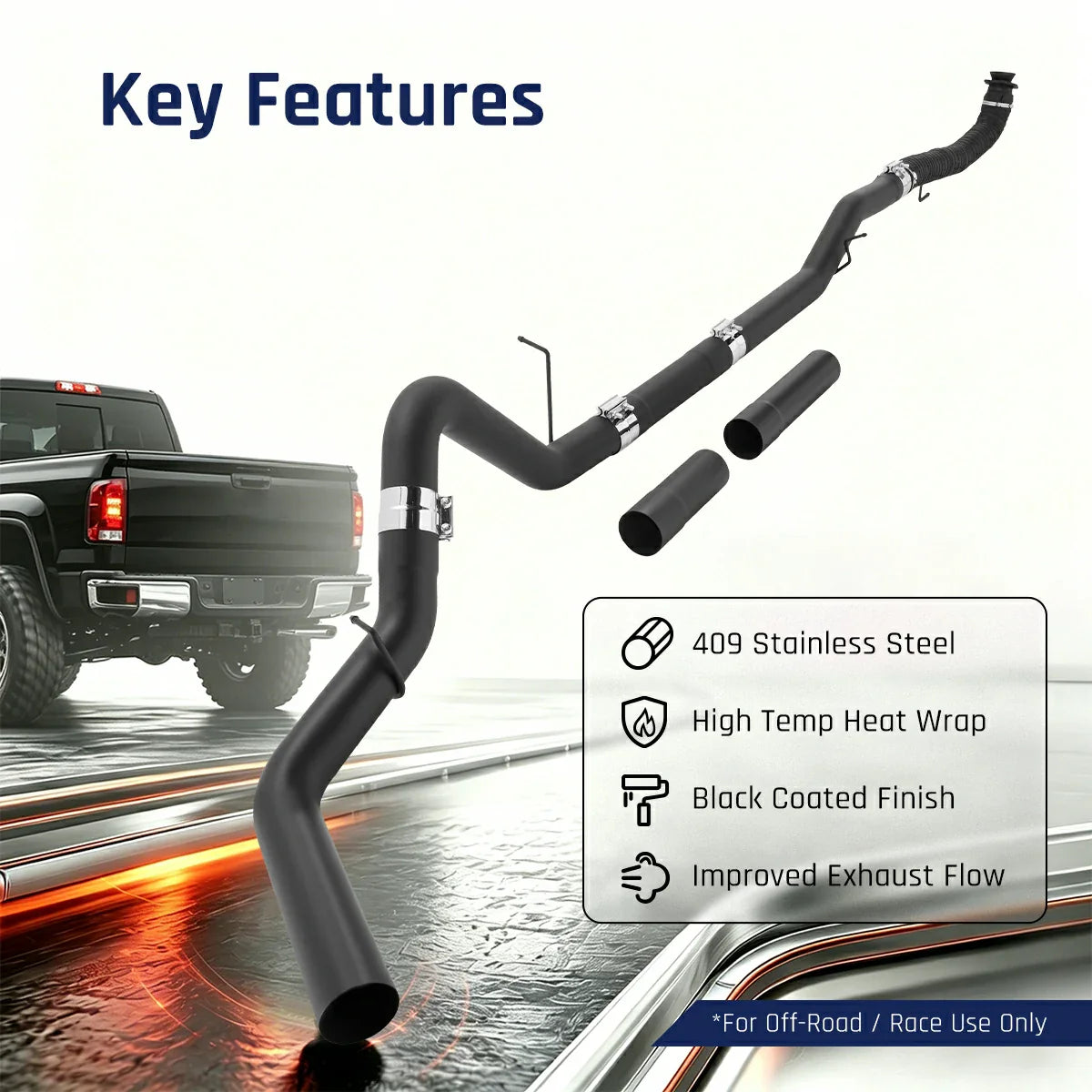 Black 4.0" Downpipe-Back Exhaust for 2020-2025 L5P 6.6 Duramax DPF Delete Kit | SPELAB