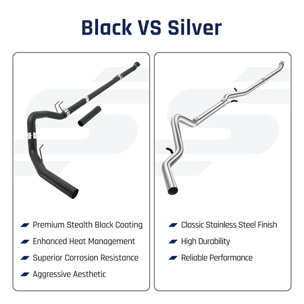 Black 4.0" Downpipe-Back Exhaust for 2011-2024 Ford 6.7 Powerstroke F250 F350 F450