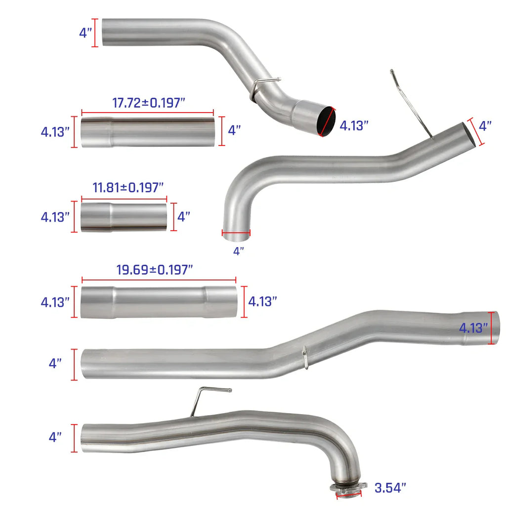 4‘’ Downpipe-Back DPF Delete Kit for 2015.5-2016 Chevy GMC LML 6.6 Duramax
