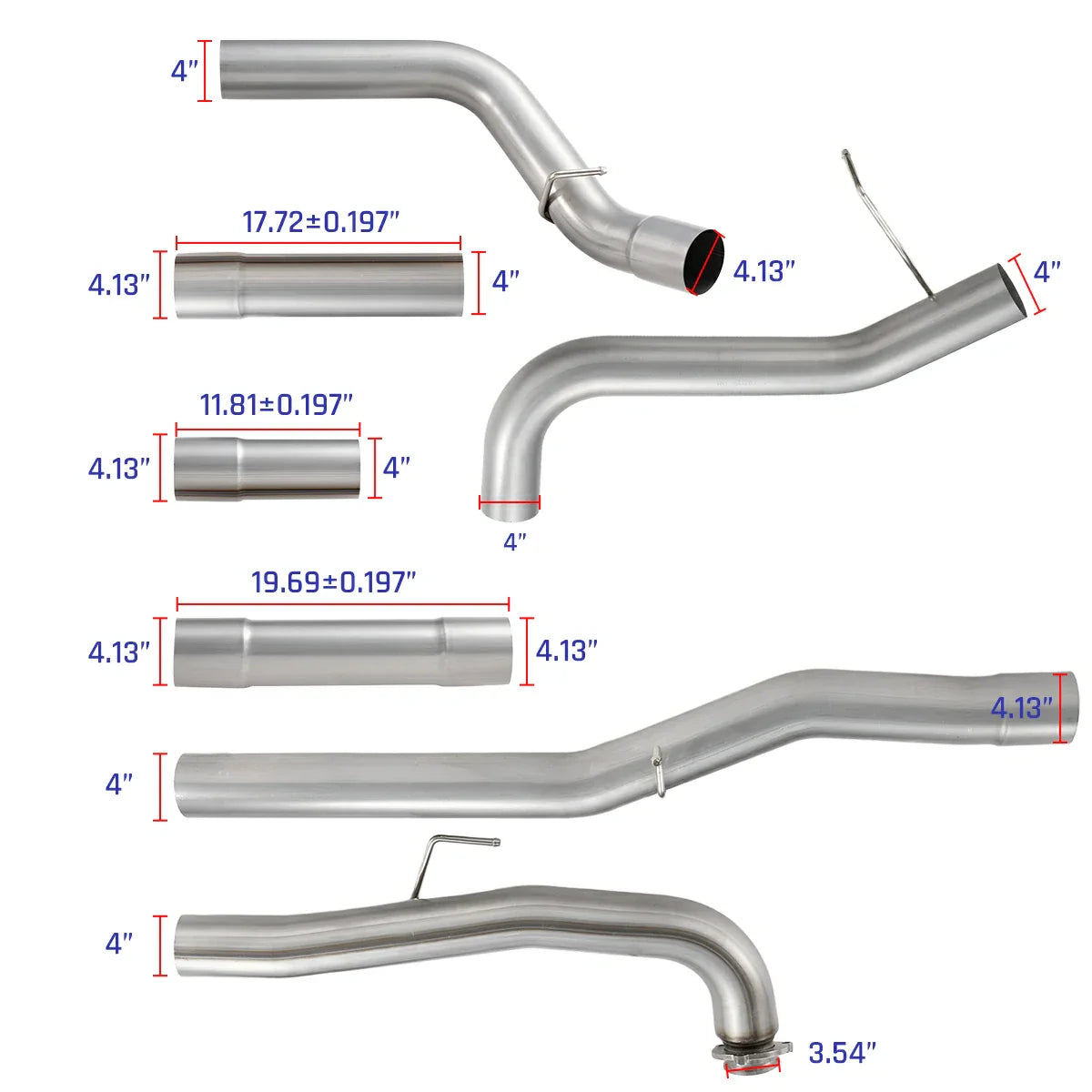 4‘’ Downpipe-Back DPF Delete Kit for 2015.5-2016 Chevy GMC LML 6.6 Duramax