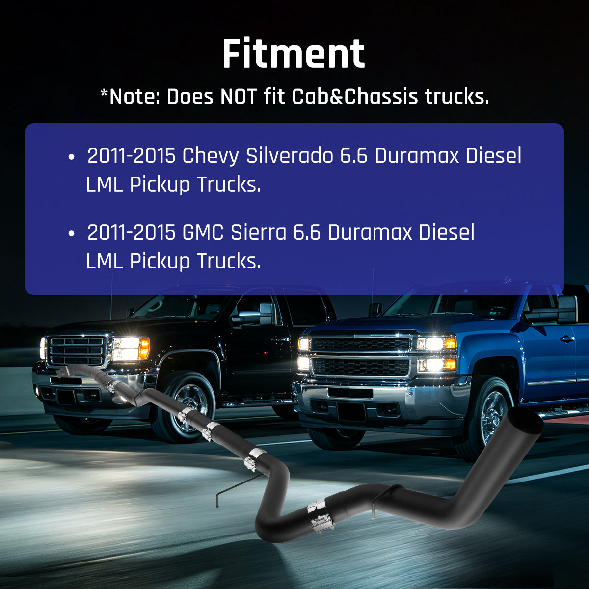 Black 4.0" Downpipe-Back Exhaust for 2011-2015 LML 6.6 Duramax DPF Delete Kit | SPELAB