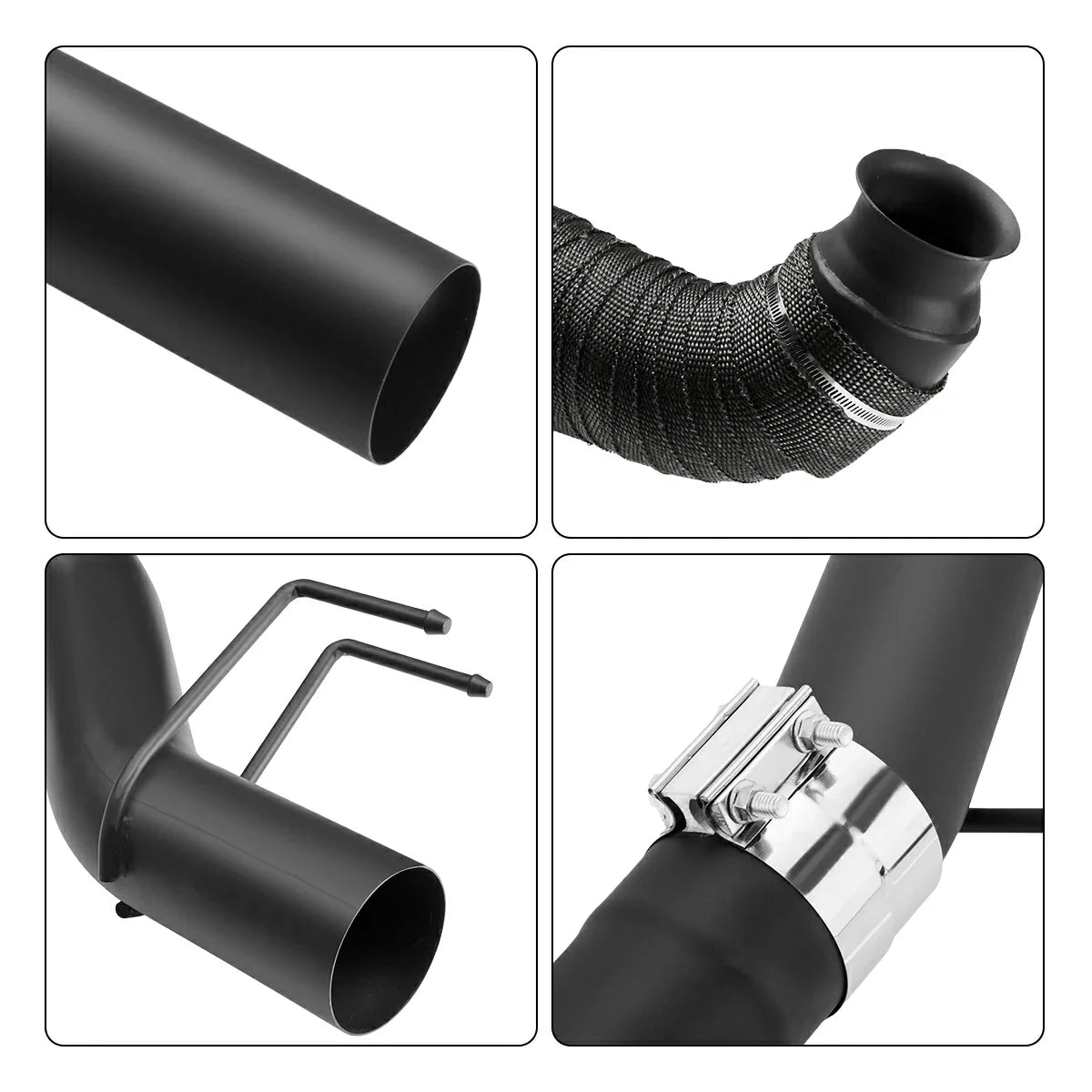 Black 4.0" Downpipe-Back Exhaust for 2011-2024 Ford 6.7 Powerstroke F250 F350 F450