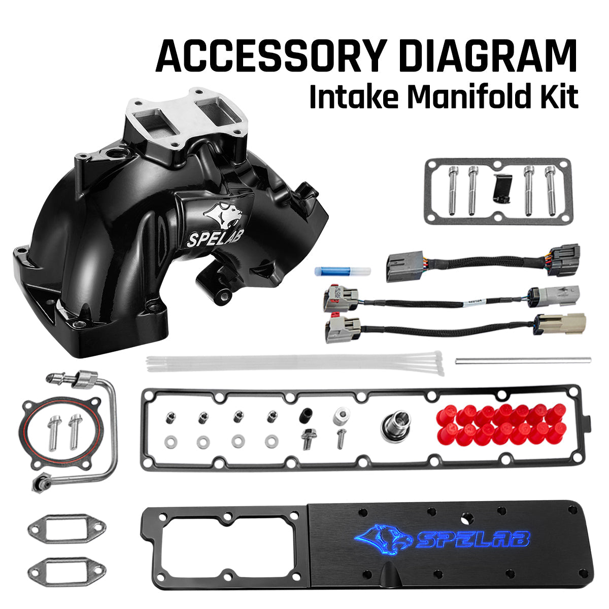 SPELAB 6.7L Cummins intake horn kit with full accessories and gaskets