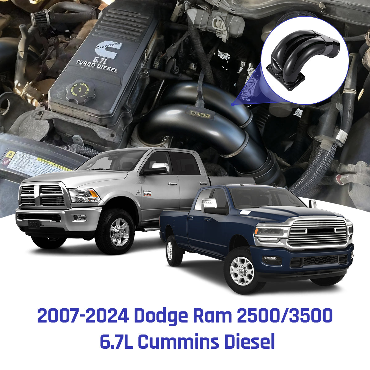 3.5" Intake Manifold with Heating Element for 2007-2024 Dodge Ram 2500/3500 6.7L Diesel | SPELAB