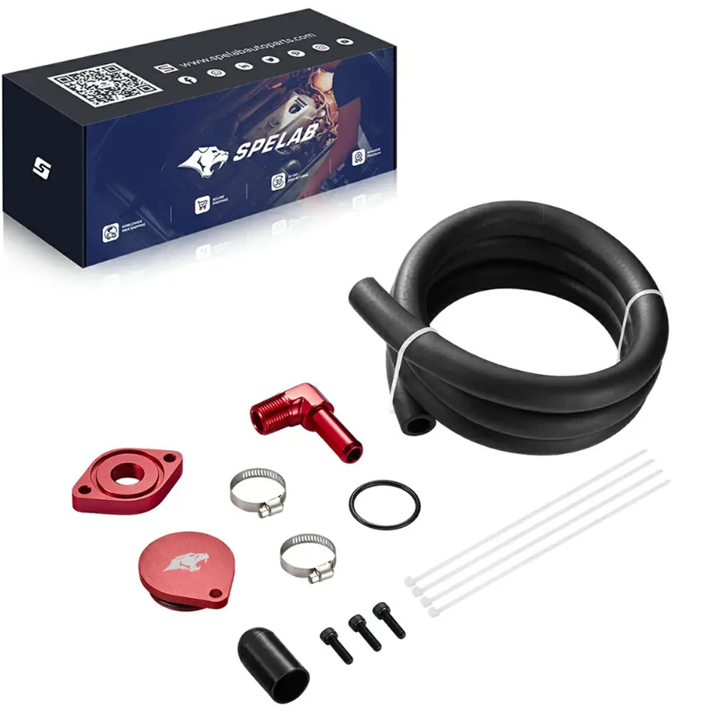 SPELAB Red CCV Reroute Delete Kit Adapter for 2011-2025 Ford 6.7L Powerstroke
