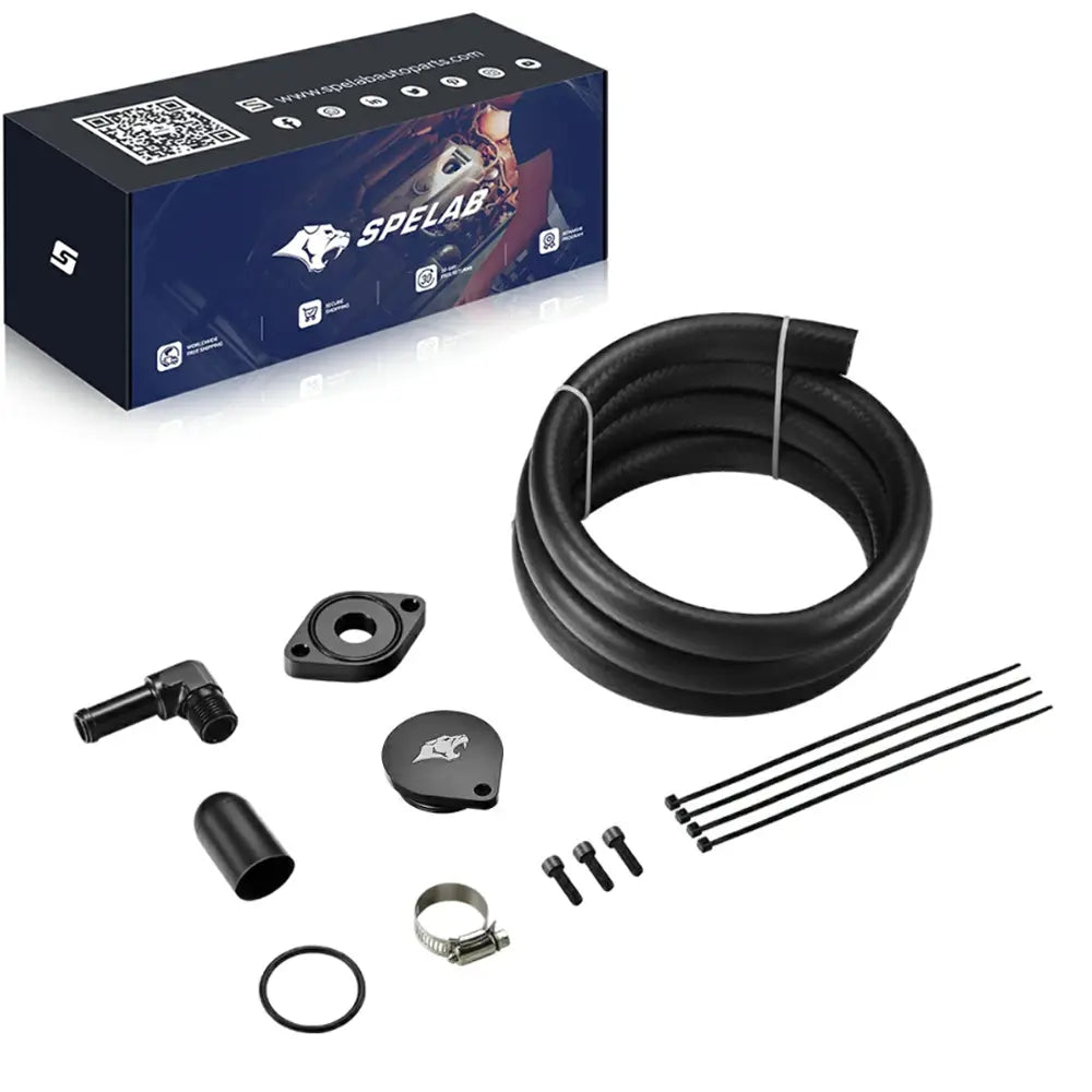 SPELAB Black Crankcase Ventilation CCV Reroute Kit for Ford F250 F350 6.7L Diesel