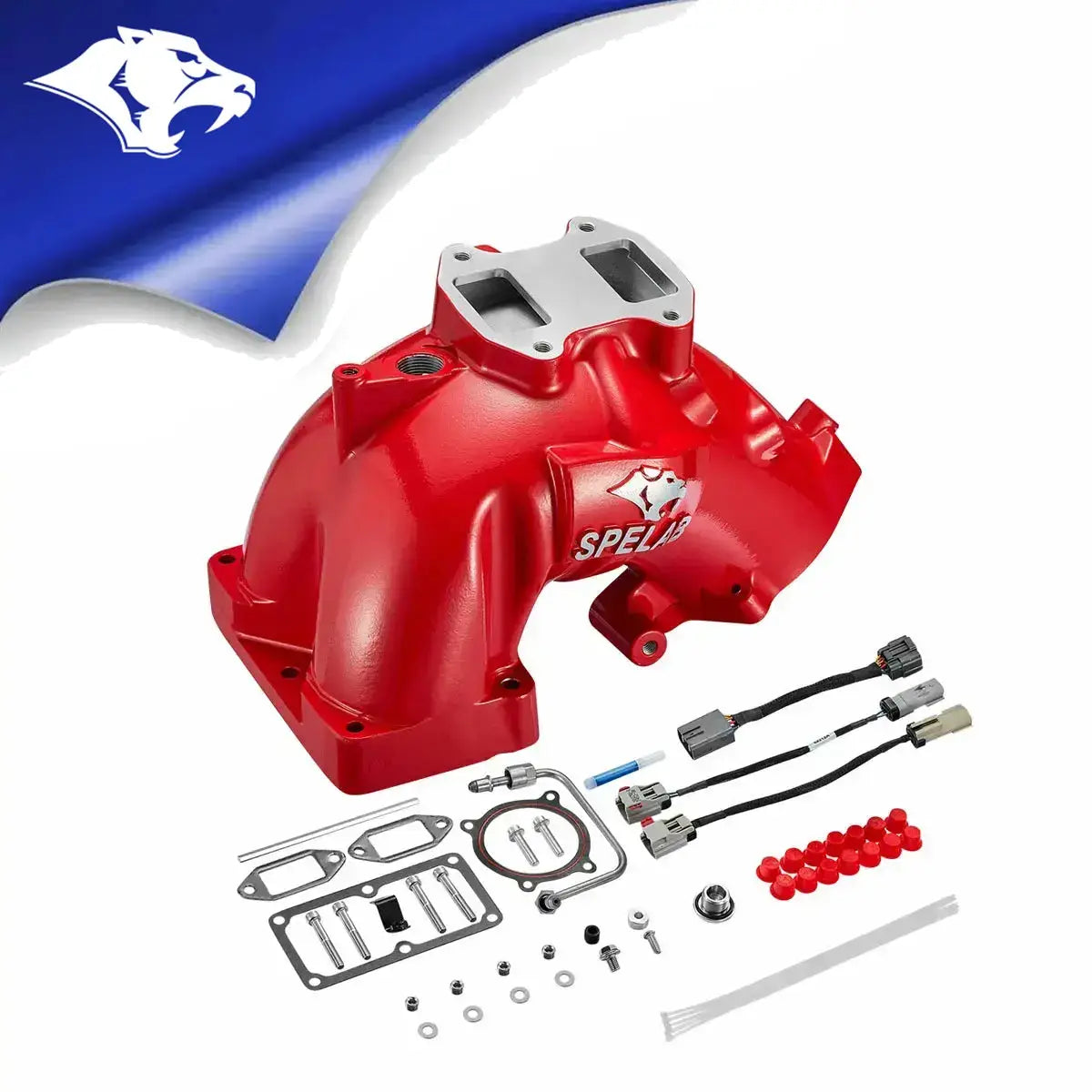 SPELAB red 6.7L Cummins intake manifold kit with full accessory components