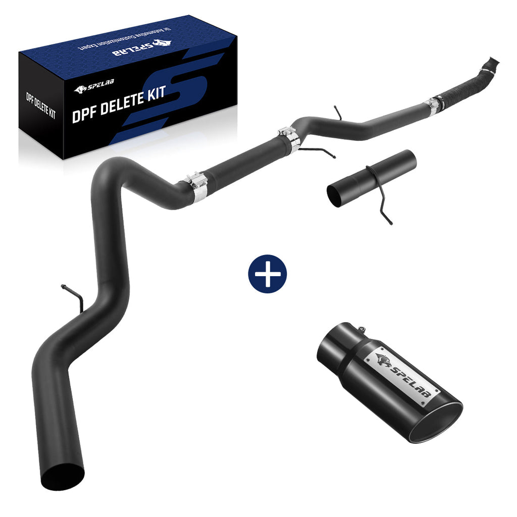 Black 4.0" Downpipe-Back Exhaust for 2007.5-2010 LMM 6.6L Duramax | SPELAB